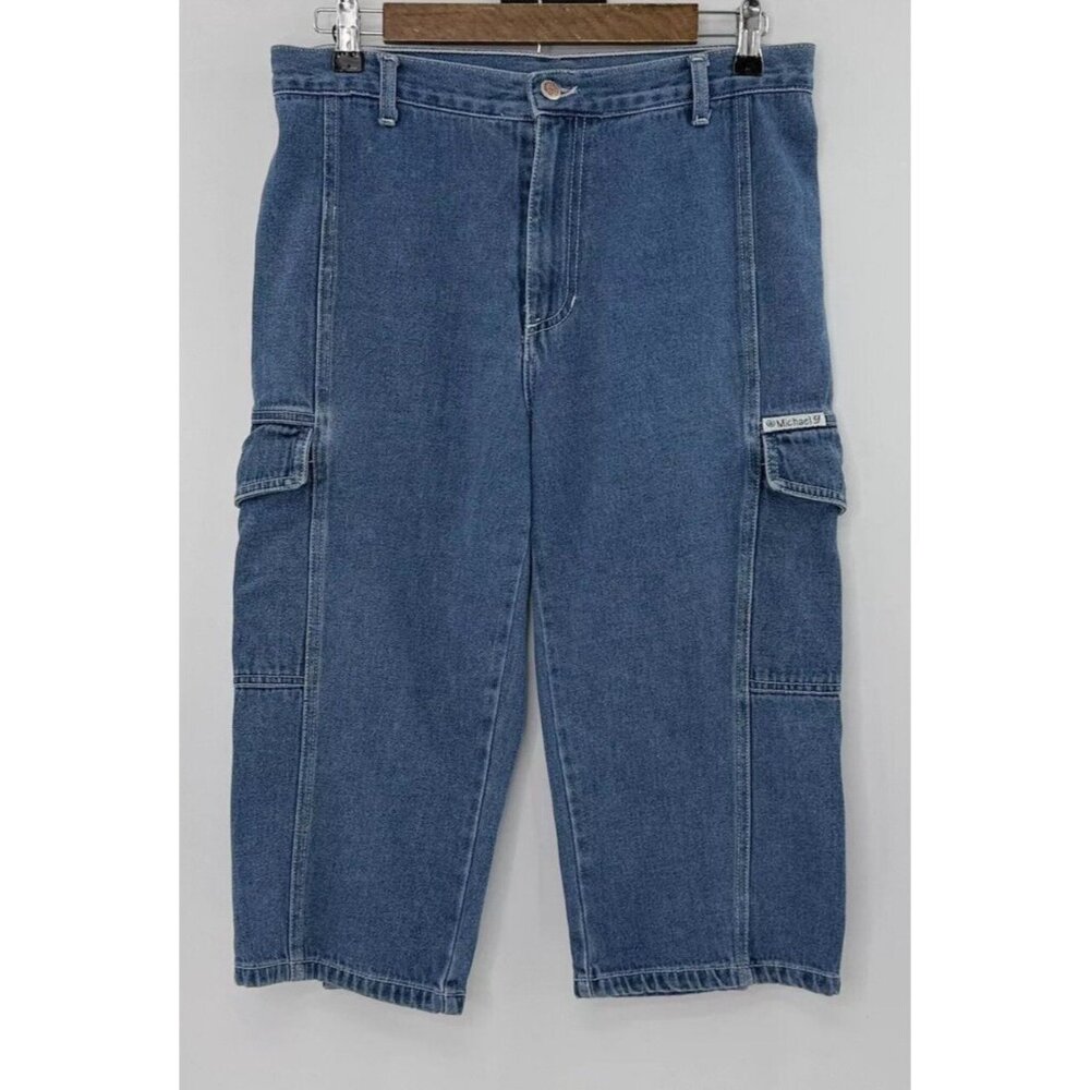 Vintage Michael G Cropped Cargo Jeans Size 11 Grunge Punk Goth 90s‎ Y2k